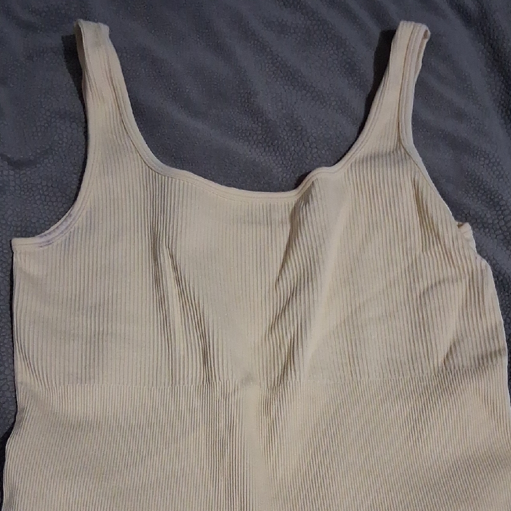 Cream Ribbed Jumpsuit - Picture 2 of 4